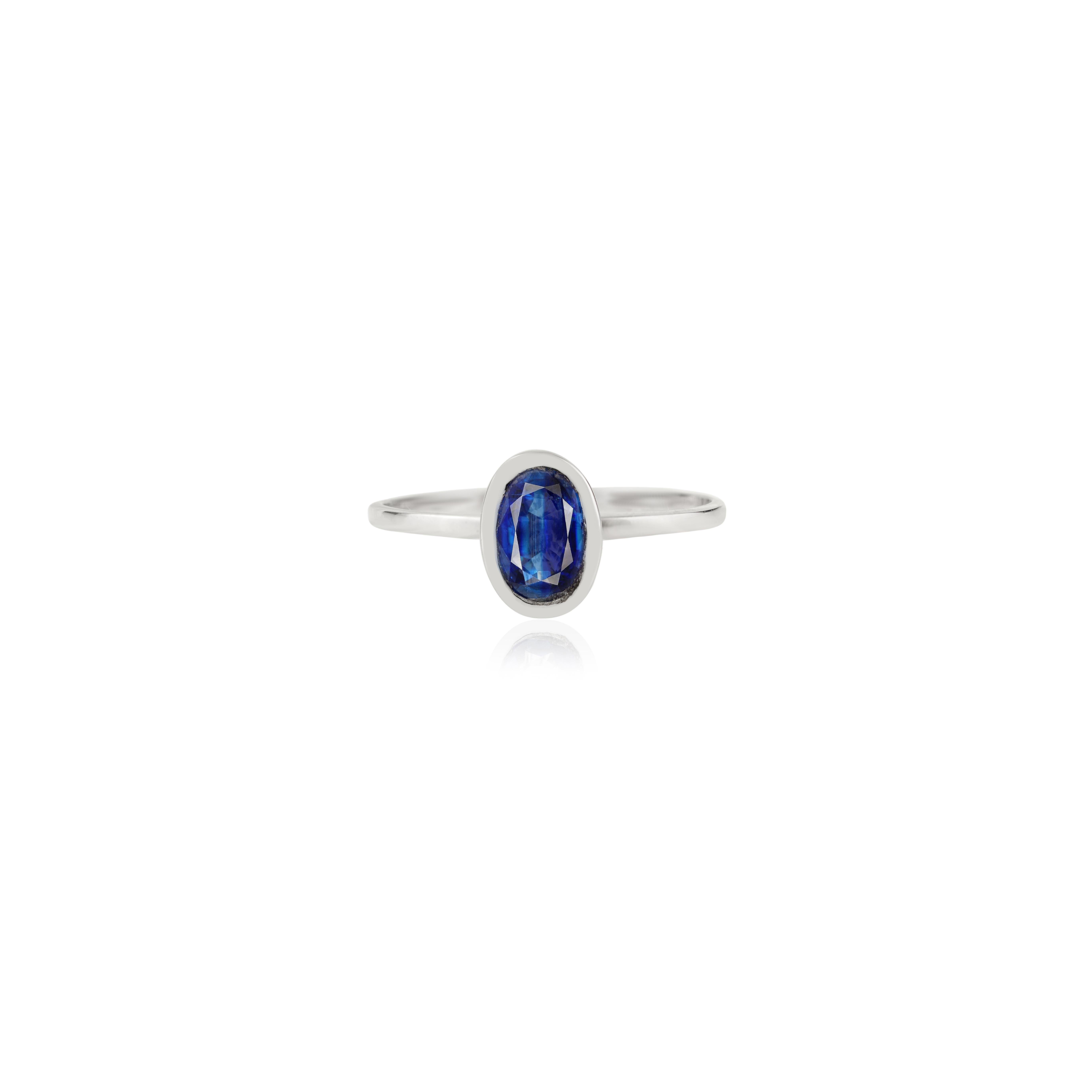 in vendita:  Anello solitario con zaffiro blu taglio ovale e castone in oro bianco 14 carati Gioielli di pregio 9