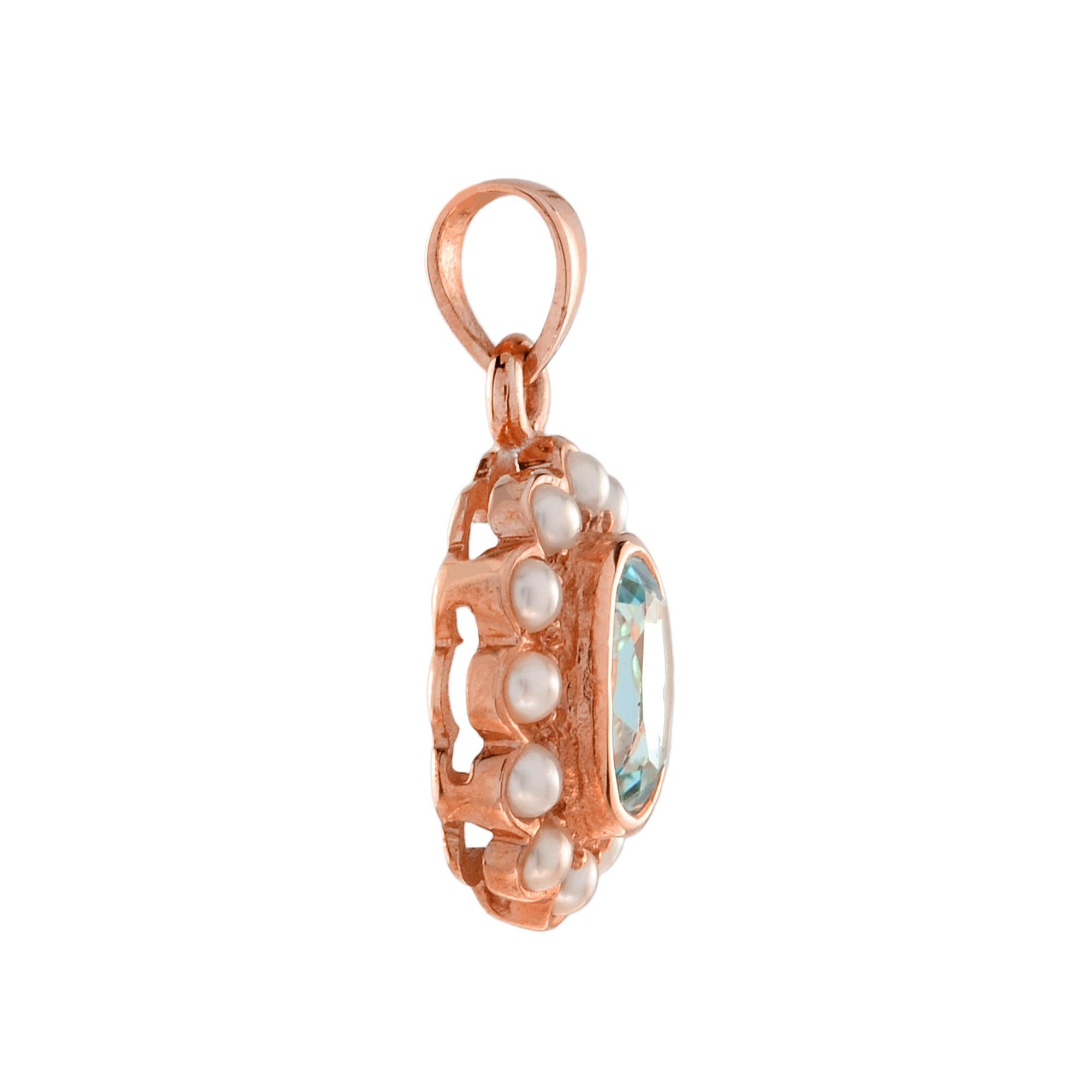 This delightful pendant features a rich blue 2.7 Carat Blue Topaz as its center. It is complemented by a cluster of 16 pearls. This breathtaking pendant would make a wonderful gift for someone you love or yourself!
Information
Style: Art Deco
Width: