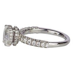 Oval Cut Center Stone Diamond Studded Weighing in 3.57 Grams 18 Karat White Gold