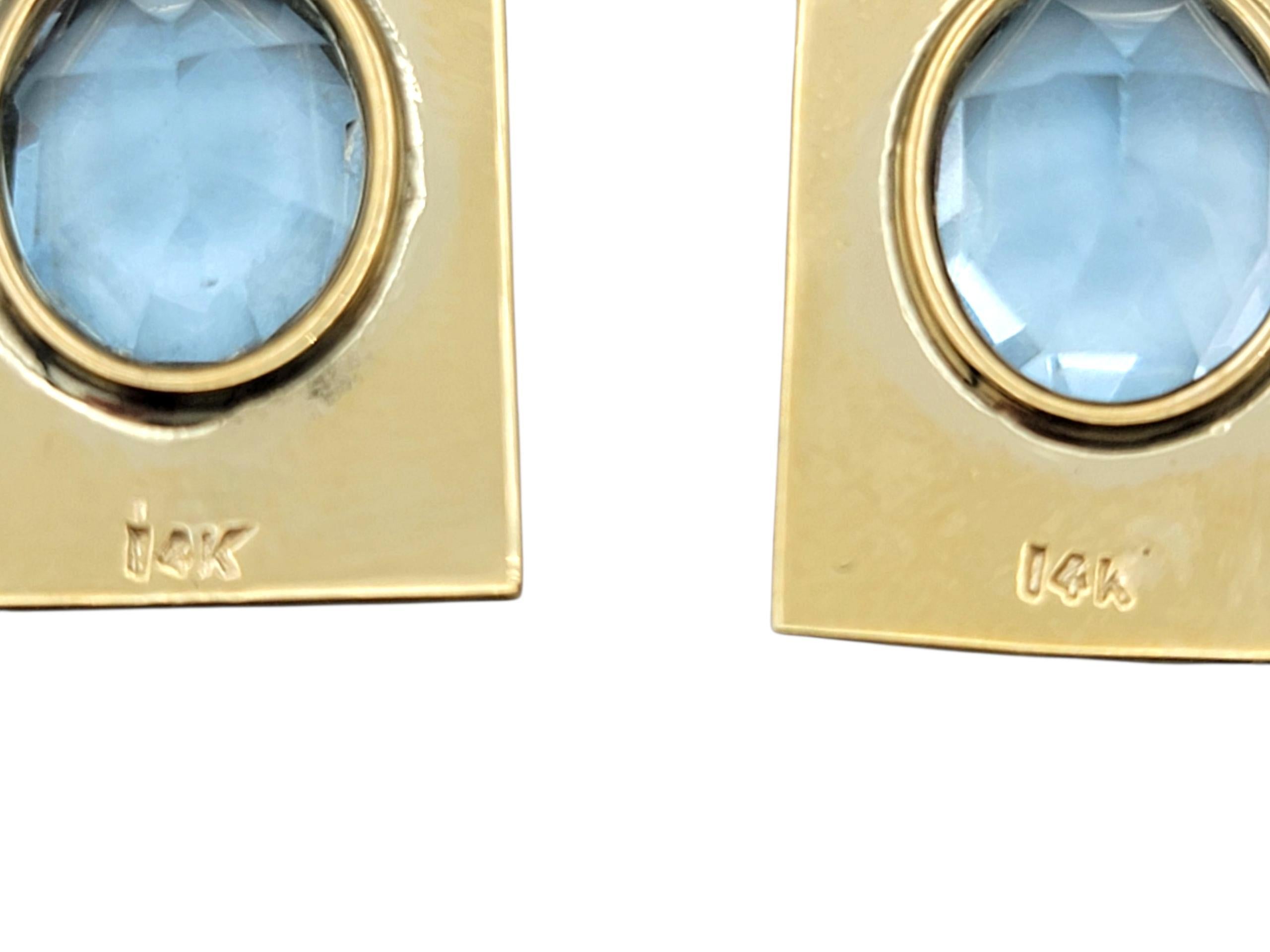 Citrin, Amethyst und Aquamarin im Ovalschliff, Ohrringe aus 14 Karat Gelbgold im Angebot 1