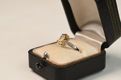 Citrine Engagement Ring. 1.30ct Oval Cut Citrine Diamond Accent Ring Platinum