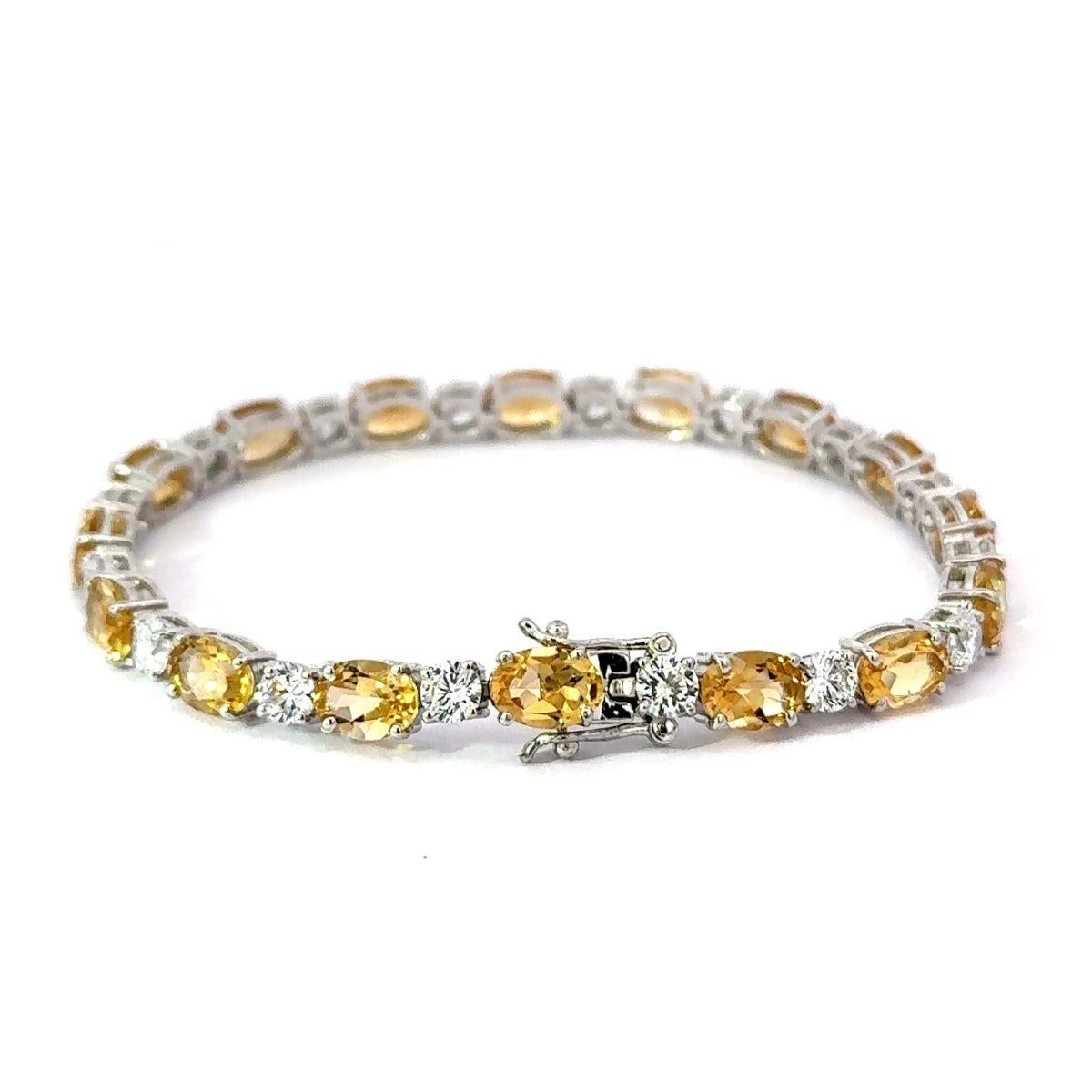 Oval Cut Citrin Edelstein Tennis Mom To Be Armband Geschenk 925 Silber Schmuck (Art nouveau) im Angebot