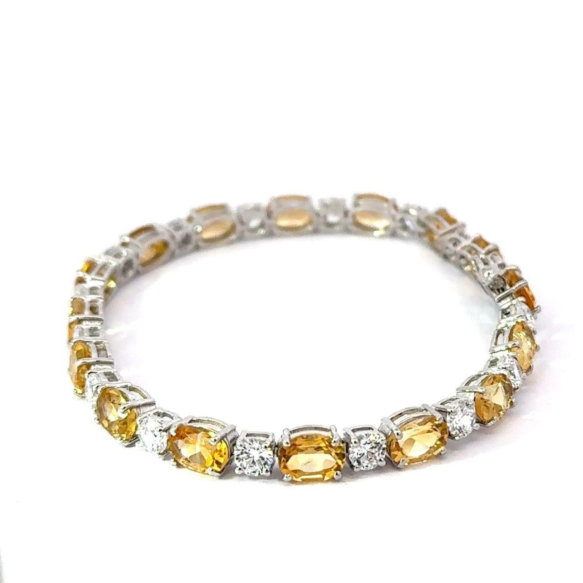 Oval Cut Citrin Edelstein Tennis Mom To Be Armband Geschenk 925 Silber Schmuck im Zustand „Neu“ im Angebot in New York, NY