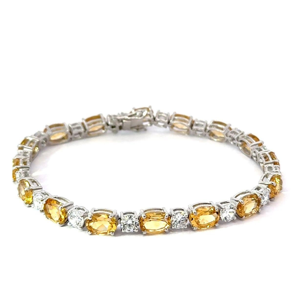 Oval Cut Citrin Edelstein Tennis Mom To Be Armband Geschenk 925 Silber Schmuck im Angebot 3