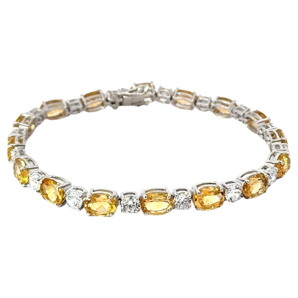 Oval Cut Citrin Edelstein Tennis Mom To Be Armband Geschenk 925 Silber Schmuck im Angebot