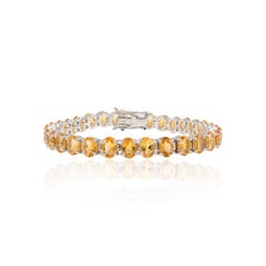 Oval Cut Citrin Edelstein Tennis-Armband in 925 Sterling Silber für Mama Geschenk