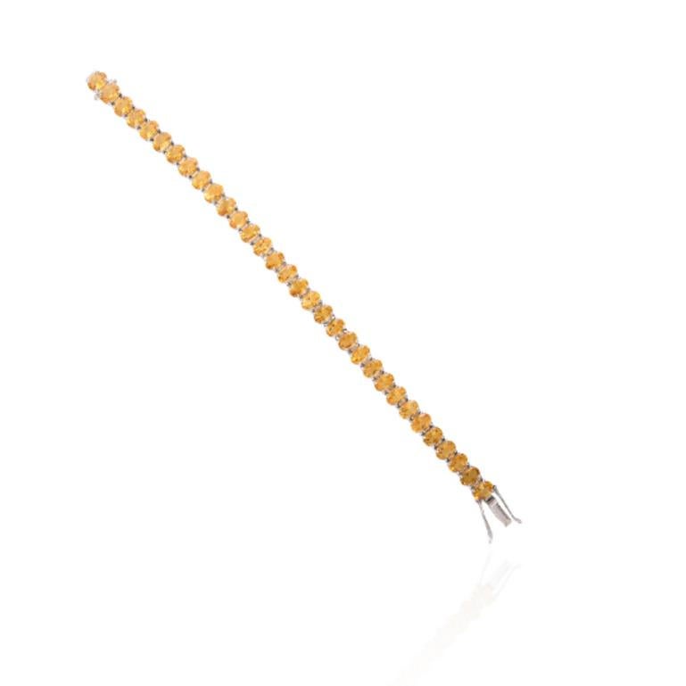 Oval Cut Citrine Gemstone Tennis Bracelet in 925 Sterling Silver for Mom Gift In New Condition For Sale In New York, NY