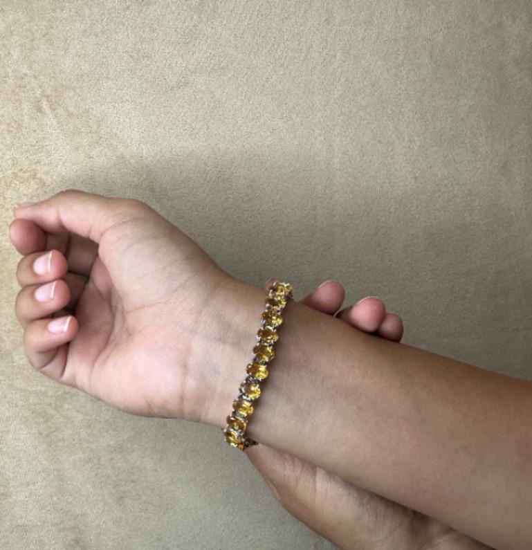 Oval Cut Citrine Gemstone Tennis Bracelet in 925 Sterling Silver for Mom Gift For Sale 1