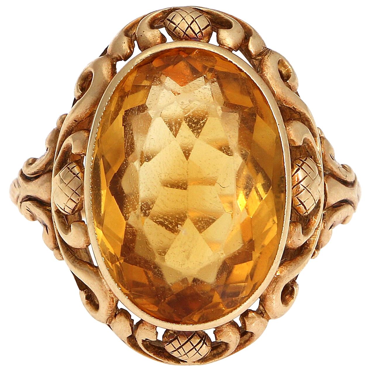 Oval Cut Citrine Ring For Sale