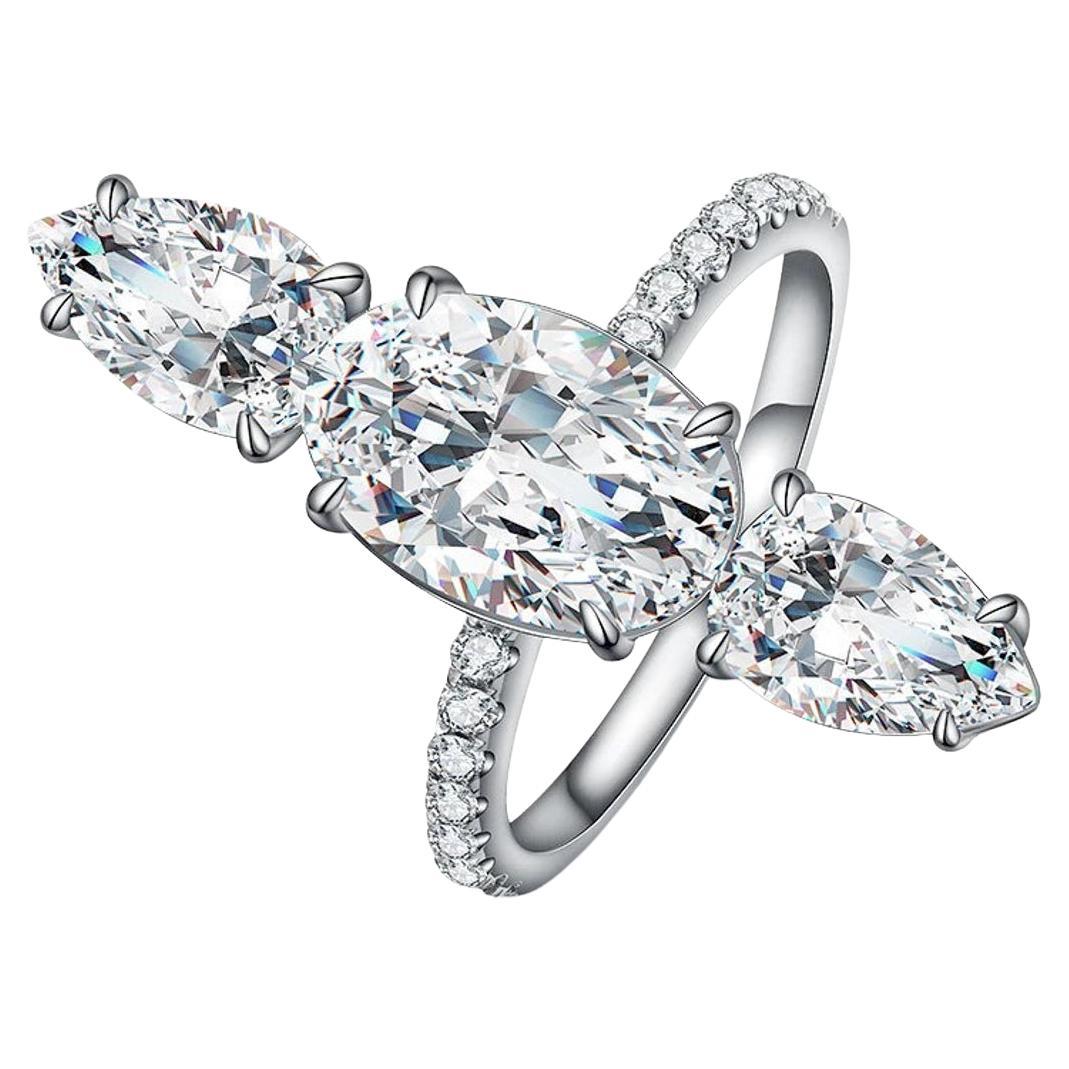 Oval Cut Cubic Zirconia Long Cocktail Ring For Sale