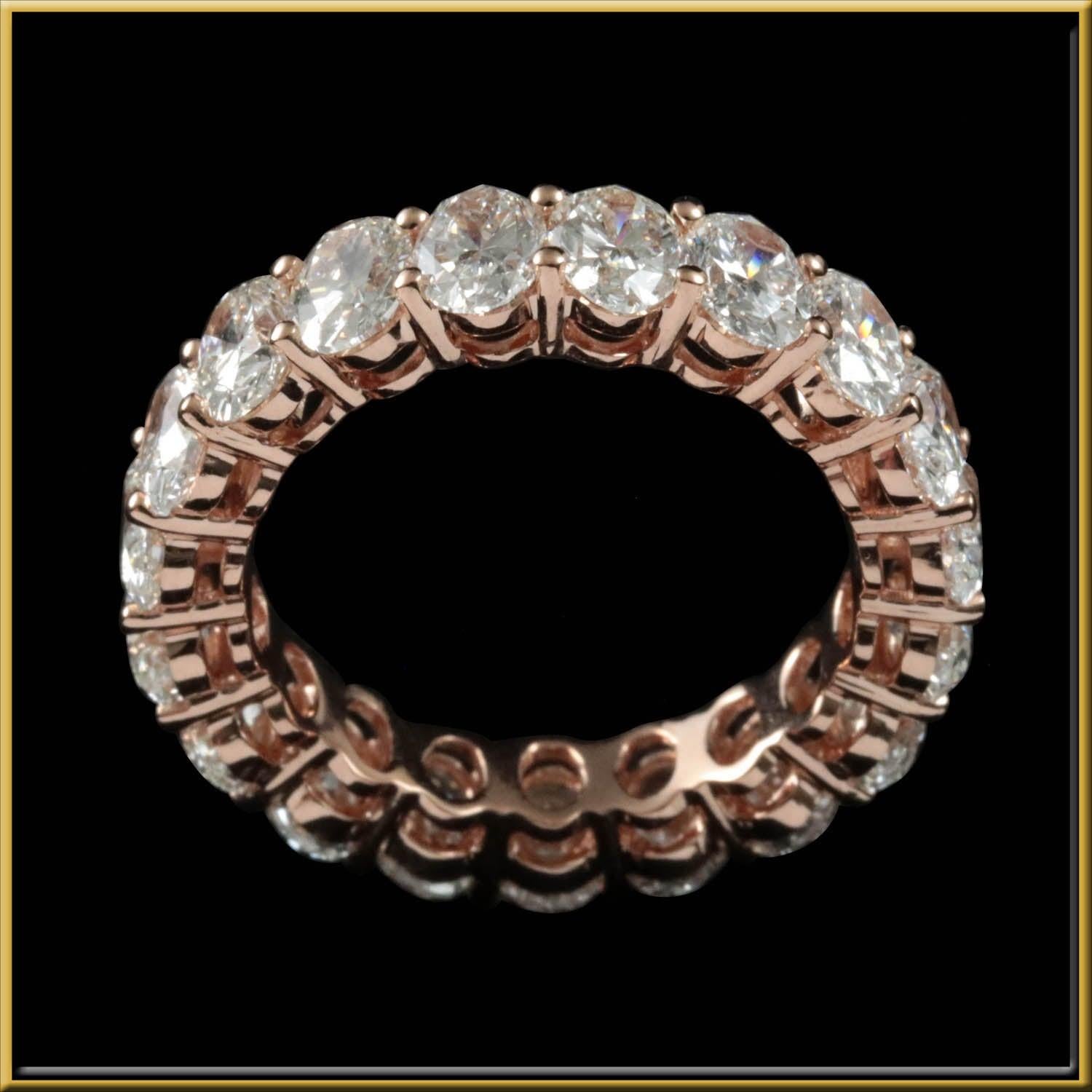 For Sale:  Oval Cut Diamond 0.30 Carat Eternity Ring in 18 Karat Rose Gold 2