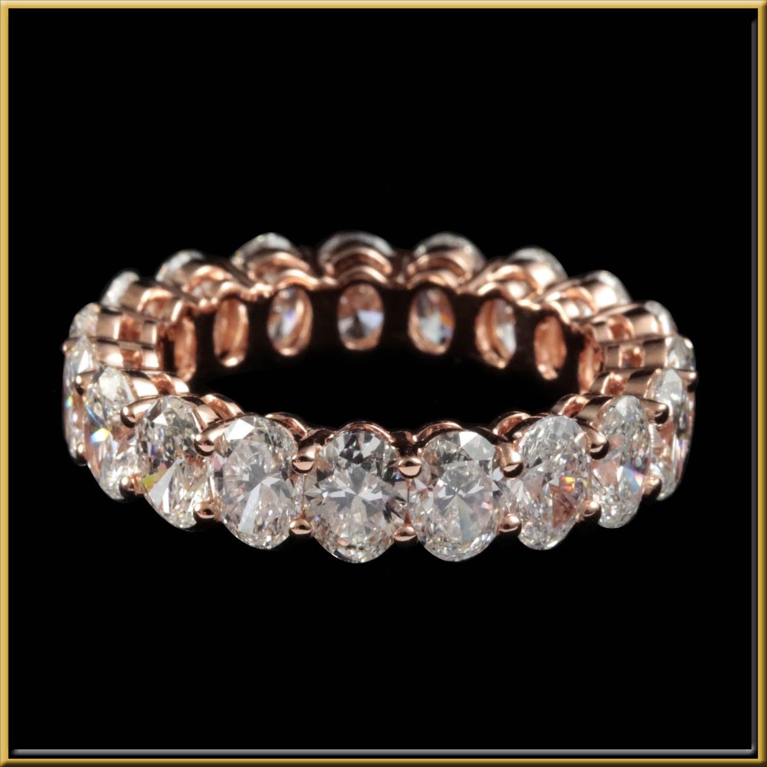 For Sale:  Oval Cut Diamond 0.30 Carat Eternity Ring in 18 Karat Rose Gold 3