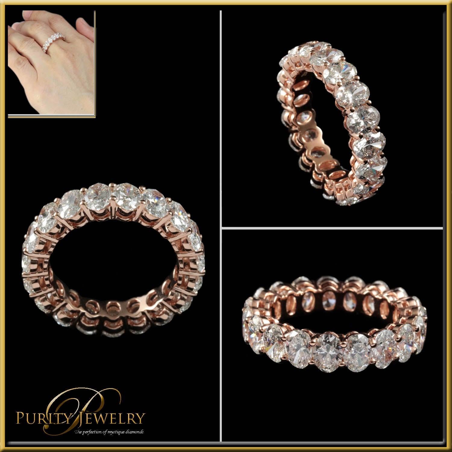 For Sale:  Oval Cut Diamond 0.30 Carat Eternity Ring in 18 Karat Rose Gold 4