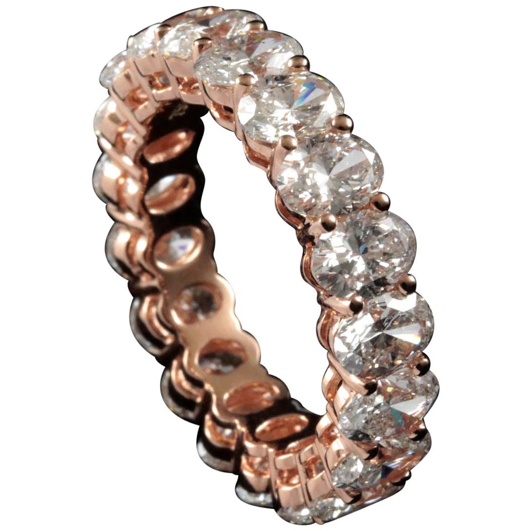 For Sale:  Oval Cut Diamond 0.30 Carat Eternity Ring in 18 Karat Rose Gold