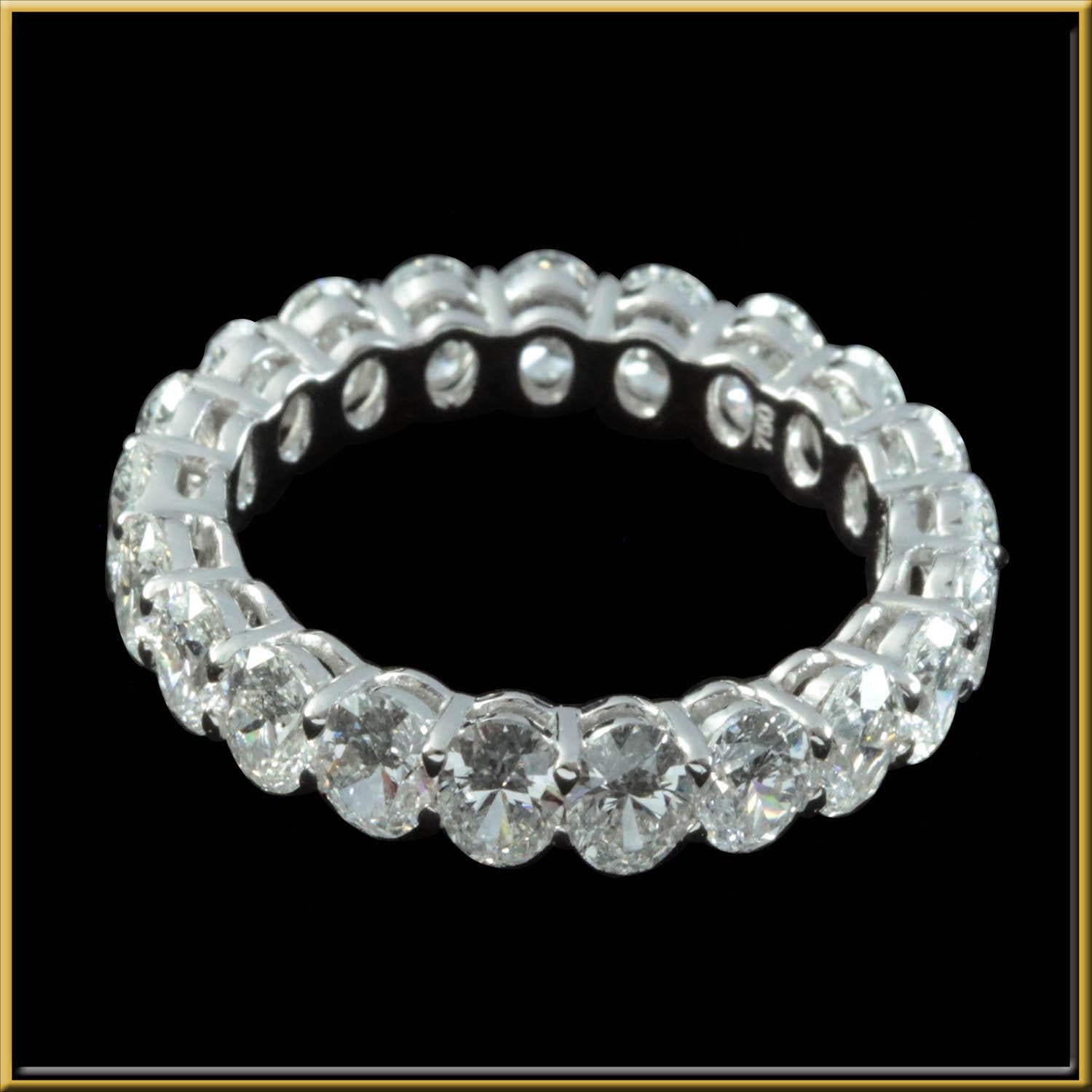 For Sale:  Oval Cut Diamond 1/5 Carat Each Stone Eternity Ring in 18 Karat Gold 3