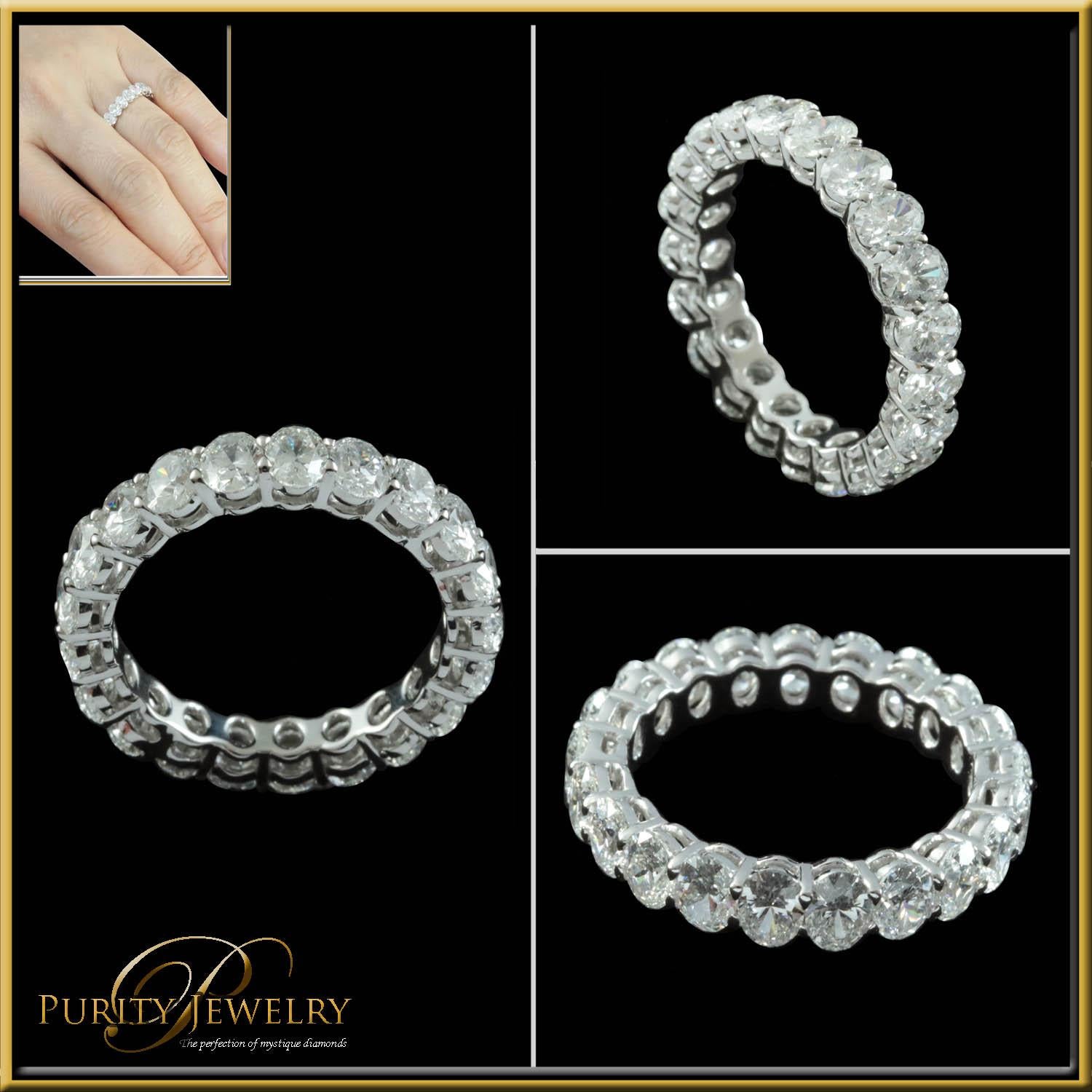 For Sale:  Oval Cut Diamond 1/5 Carat Each Stone Eternity Ring in 18 Karat Gold 5