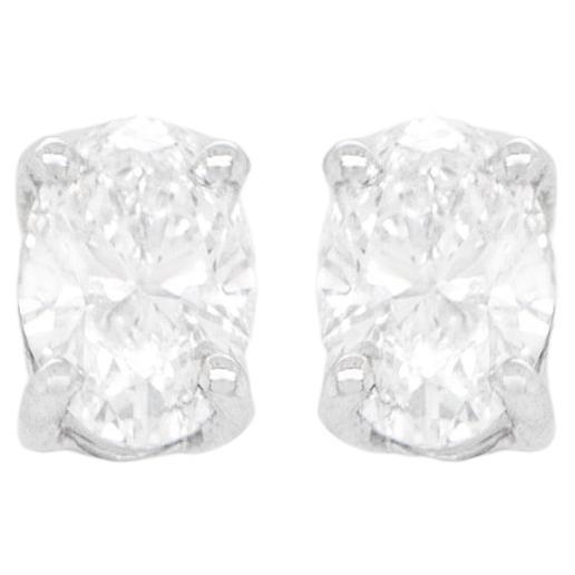 Oval Cut Diamond 1.03 Carats Total Stud Earrings 18k Gold