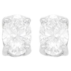 Oval Cut Diamond 1.03 Carats Total Stud Earrings 18k Gold