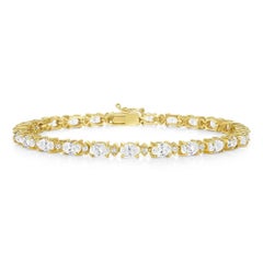 Tennisarmband aus 14 Karat Gold mit Diamanten im Ovalschliff