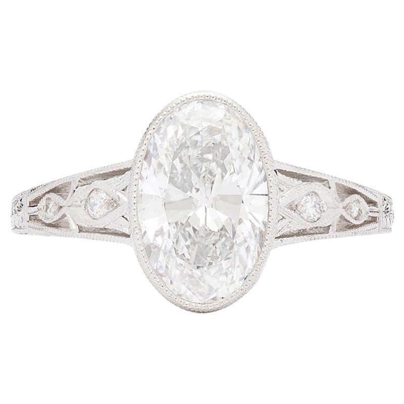 Oval Cut Diamond Art Deco Style Engagement Ring at 1stDibs | art deco ...