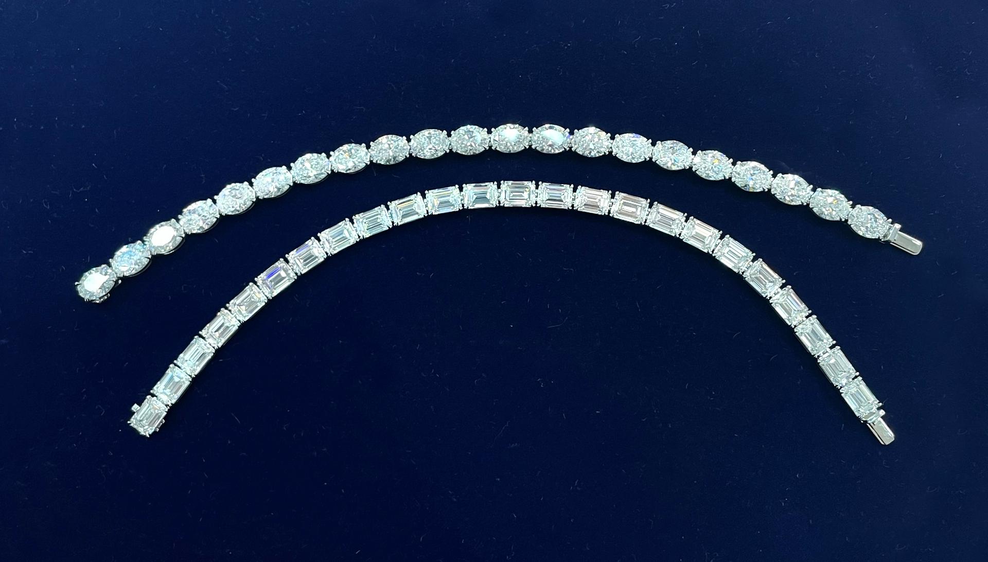 Oval Cut Diamond Bracelet, 21.23 Carats Total Weight GIA Certified In New Condition For Sale In New York, NY