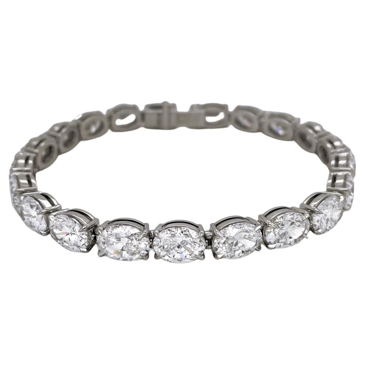 Oval Cut Diamond and Platinum bracelet, 21 stones 21.23 Carats Total Weight.
GIA certified (Certificates can be provided upon request).
1.00 - 1.05 carats, D-F color, IF - VS2 clarity.

We are a family-owned diamond wholesaler in NYC for over 25