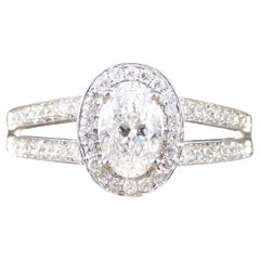 Oval Cut Diamond Cluster Ring with Diamond Set Double Strand Shoulders in 18ct 