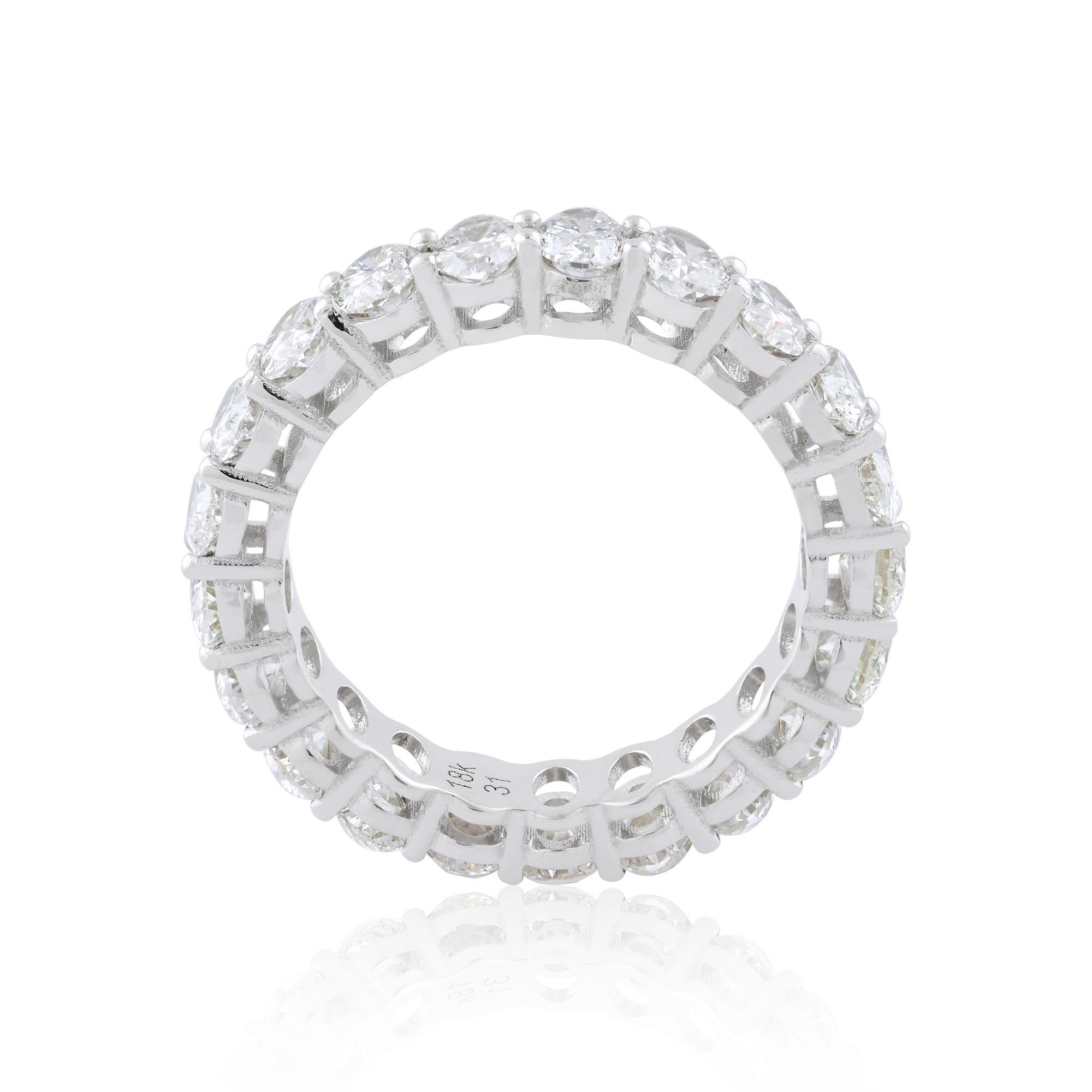 For Sale:  Oval Cut Diamond Eternity Band Ring 18 Karat White Gold Handmade Fine Jewelry 3