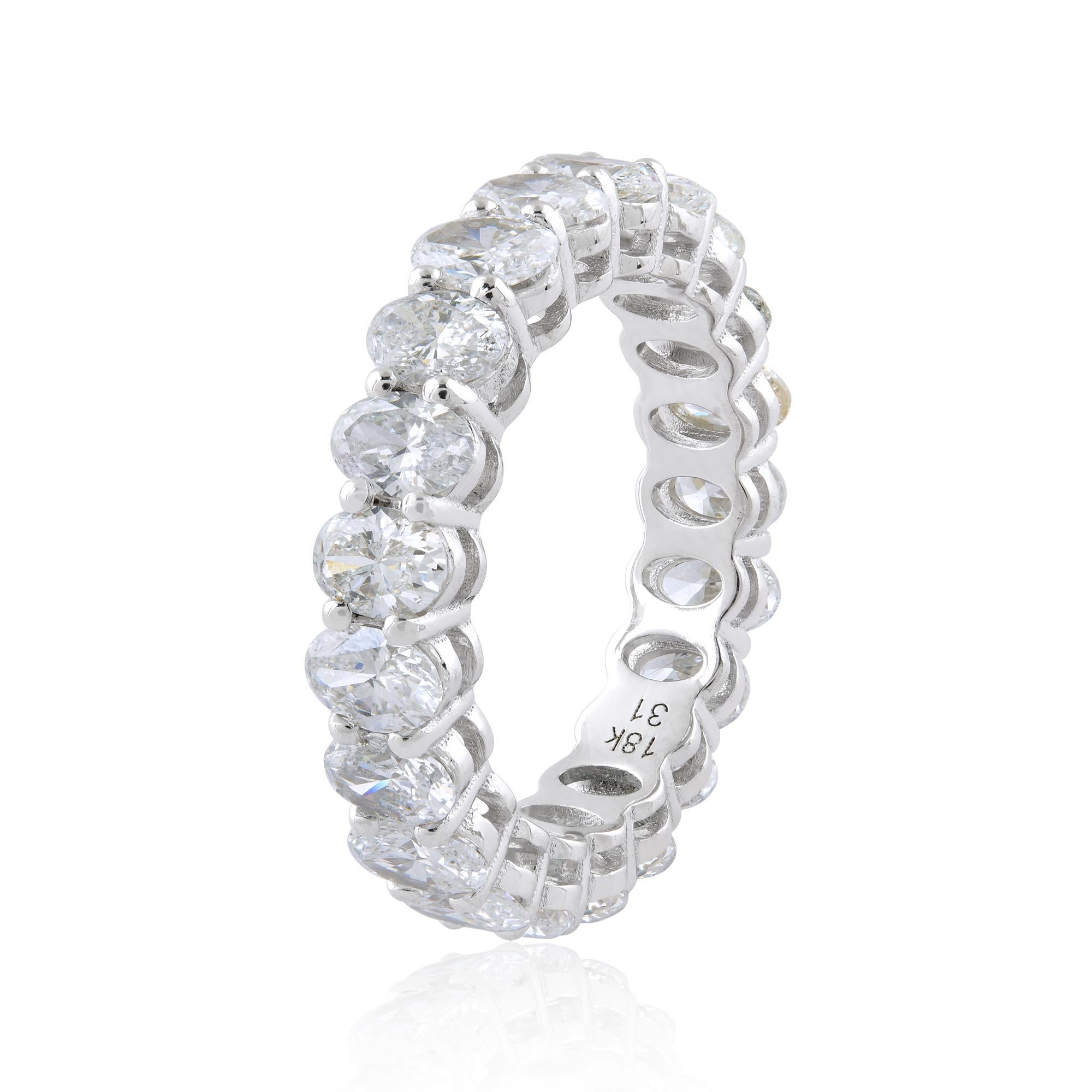 For Sale:  Oval Cut Diamond Eternity Band Ring 18 Karat White Gold Handmade Fine Jewelry 4