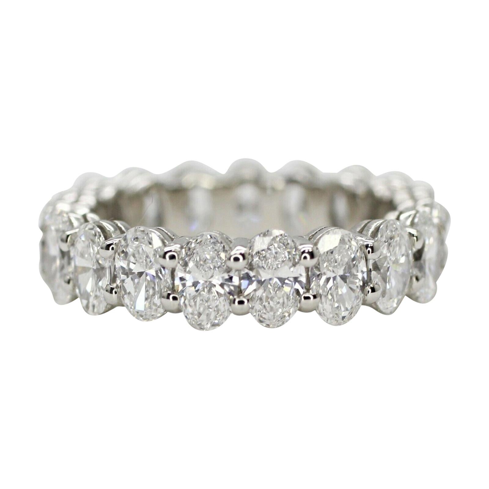 Customizable Platinum Emerald Cut Diamond Channel Set Eternity Ring