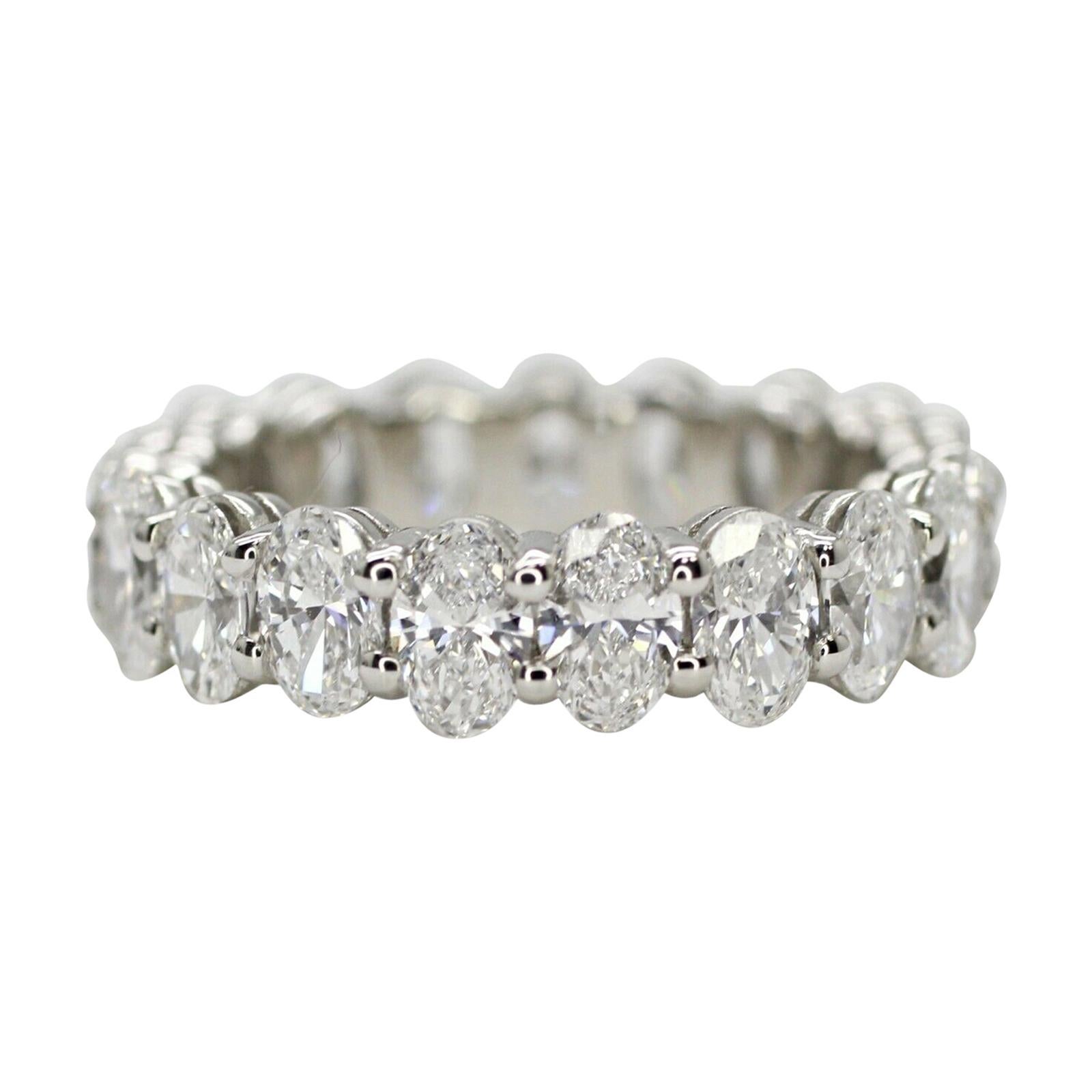 Oval Cut Diamond Eternity Ring with 3.70 Carat Total Weight in Platinum