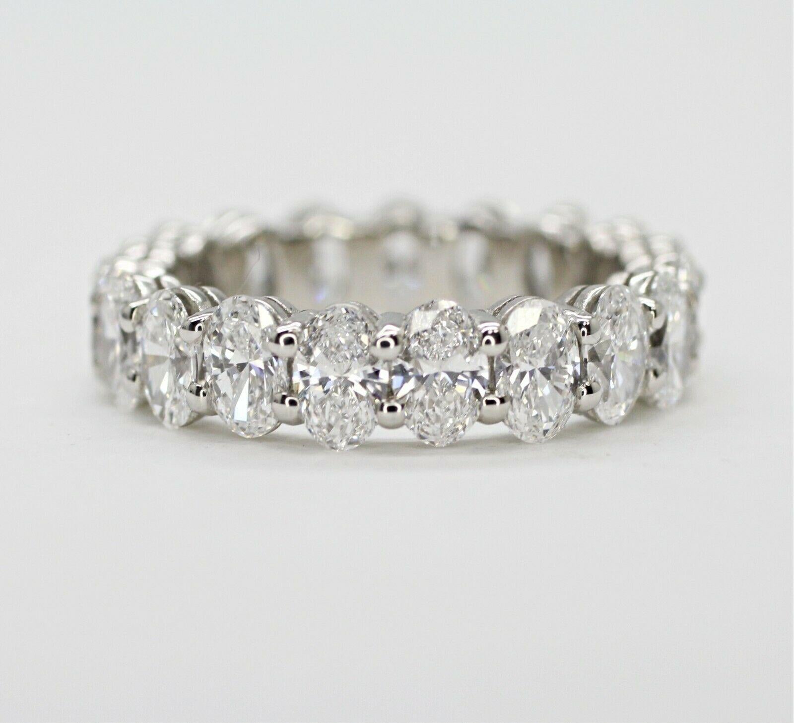Contemporary Oval Cut Diamond Eternity Ring with 3.70 Carat Total Weight in Platinum