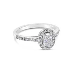 Roman Malakov 0.53 Carat Oval Cut Diamond Halo Engagement Ring in White Gold
