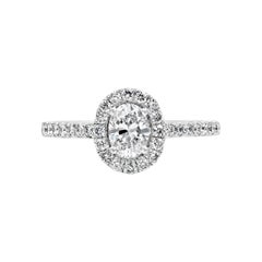Roman Malakov Verlobungsring mit Beistellsteinen, 0,53 Karat Diamant-Halo im Ovalschliff und Halo im Ovalschliff