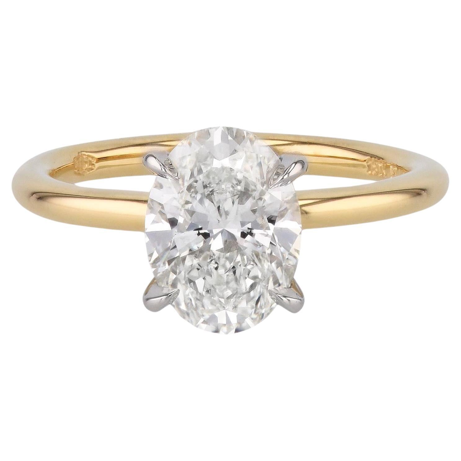 Oval Cut Diamond Platinum Yellow Gold Engagement Ring