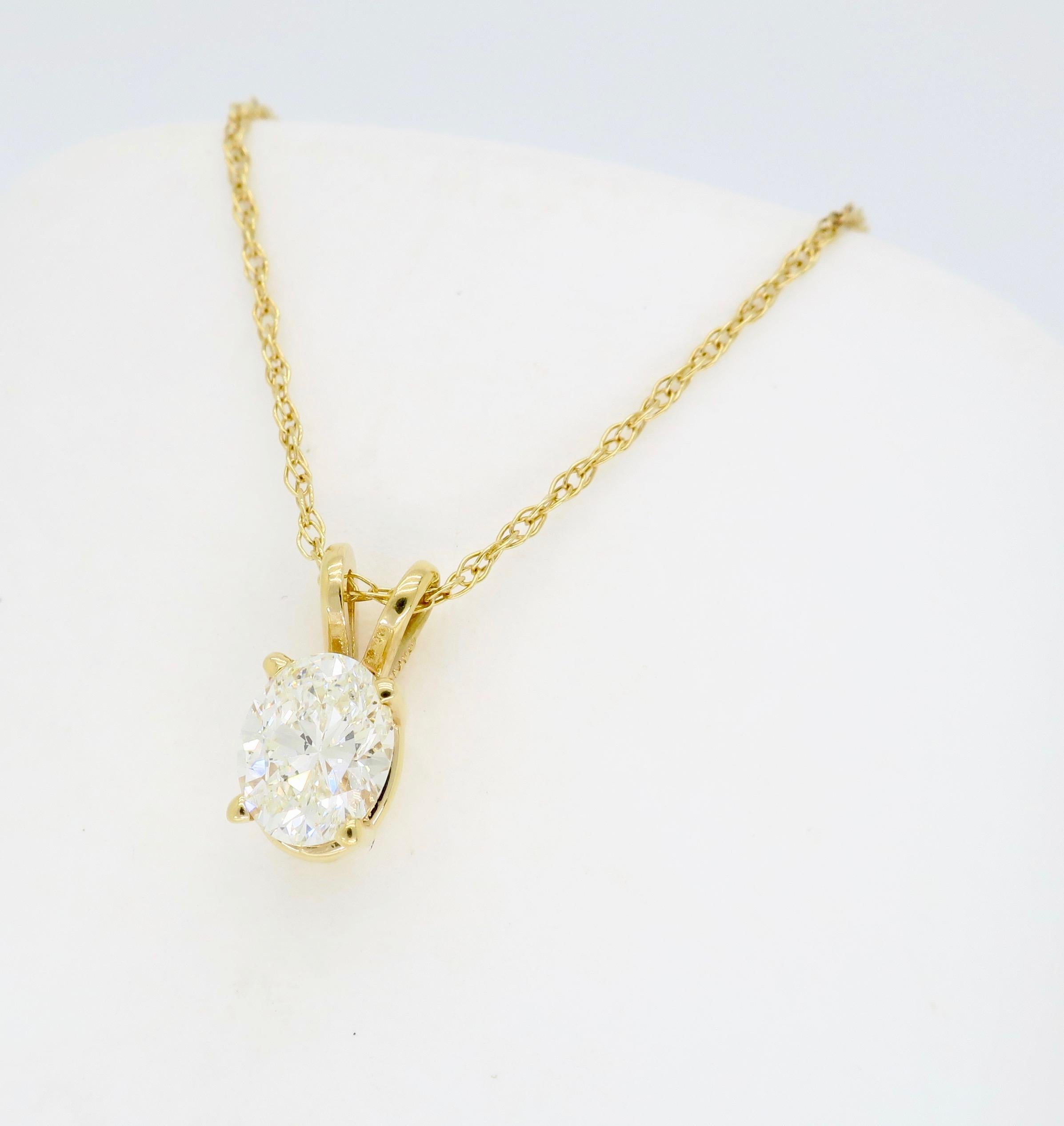 oval diamond solitaire necklace