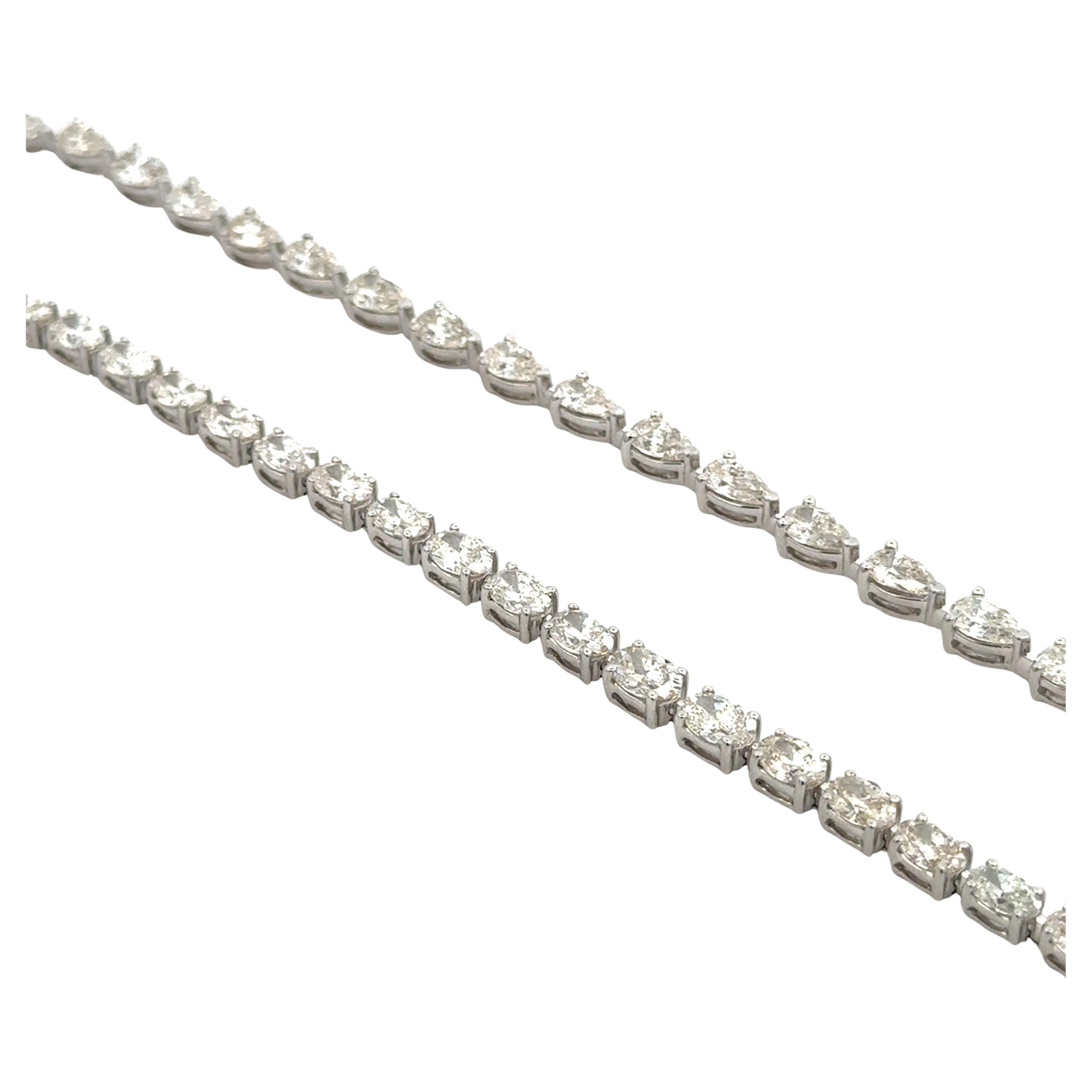 Oval Cut Diamond Tennis Bracelet 6.62 Carats 14KT White Gold Average 0.19 Points For Sale 5