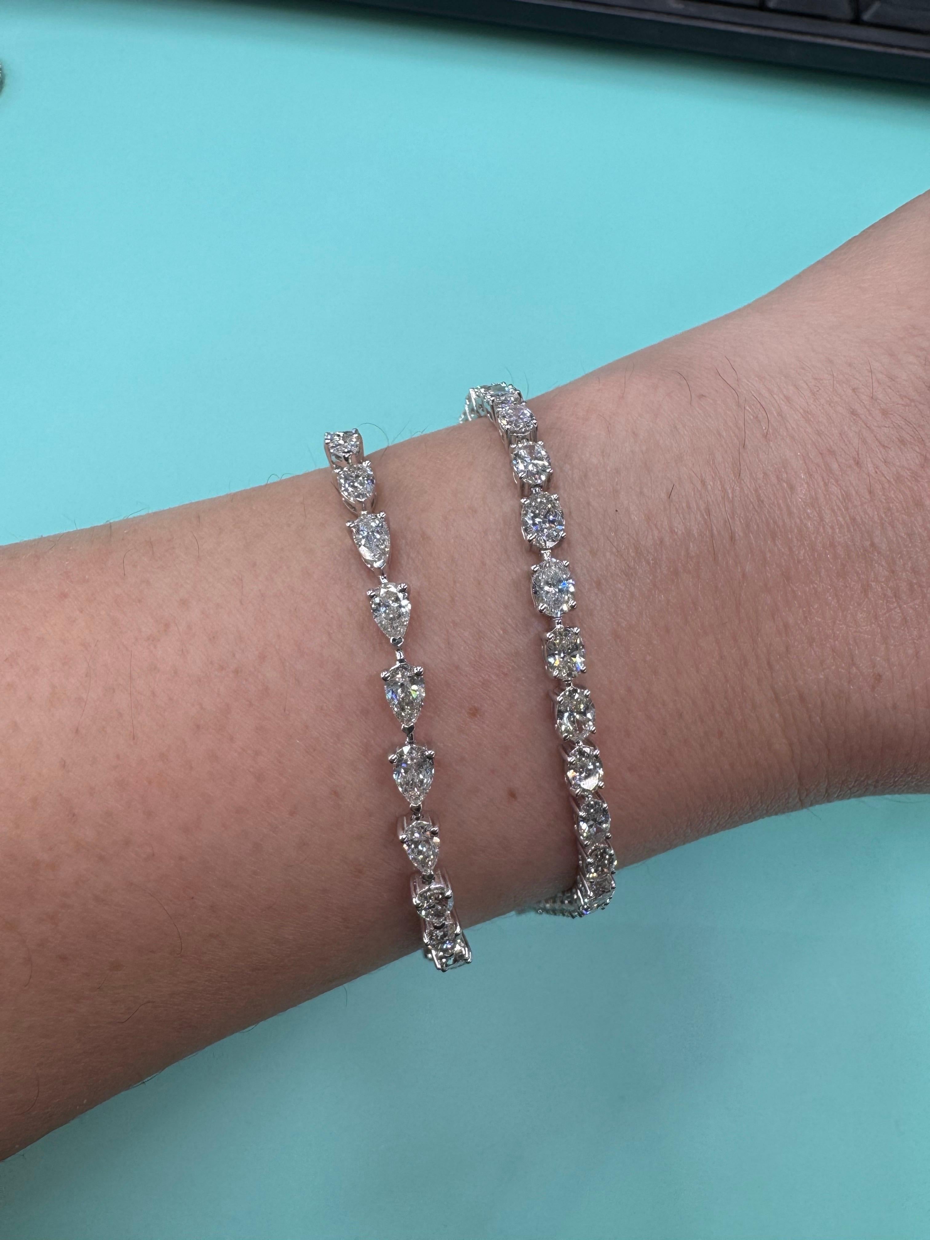 Women's Oval Cut Diamond Tennis Bracelet 6.62 Carats 14KT White Gold Average 0.19 Points For Sale