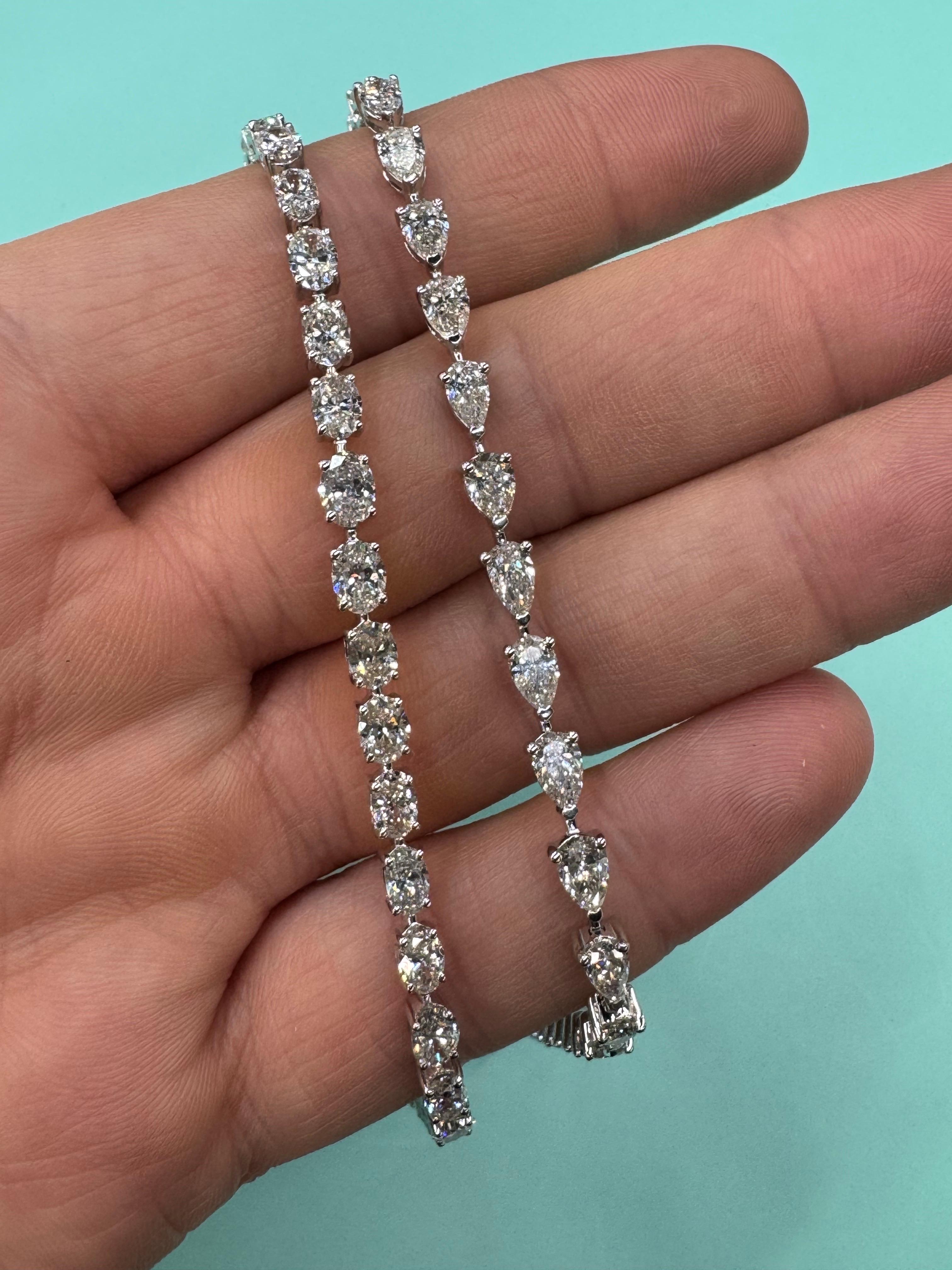 Oval Cut Diamond Tennis Bracelet 6.62 Carats 14KT White Gold Average 0.19 Points For Sale 2