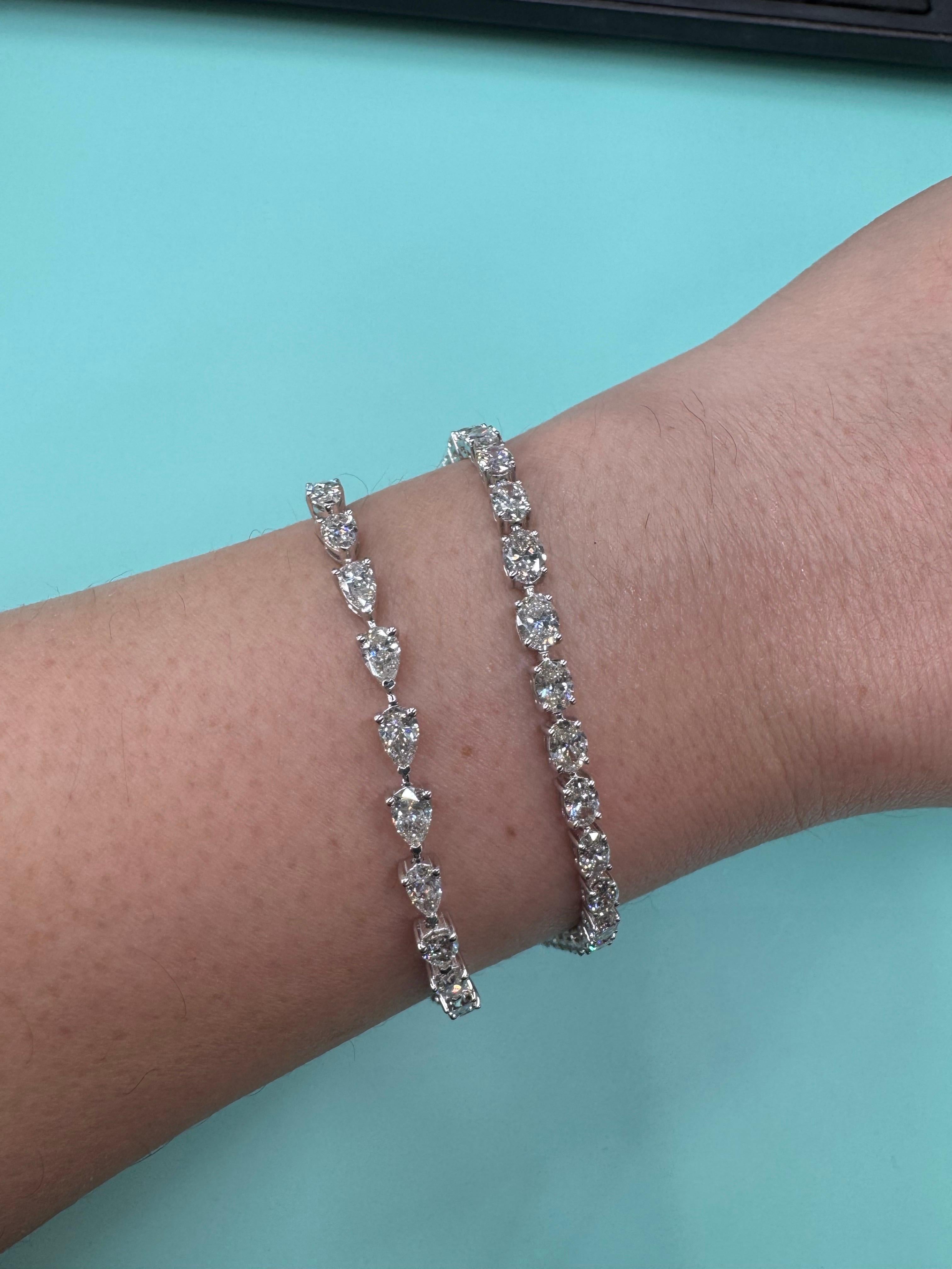 Oval Cut Diamond Tennis Bracelet 6.62 Carats 14KT White Gold Average 0.19 Points For Sale 4