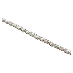 Bracelet tennis en or blanc 14 carats avec diamants taille ovale de 6,62 carats, pointes moyennes 0,19