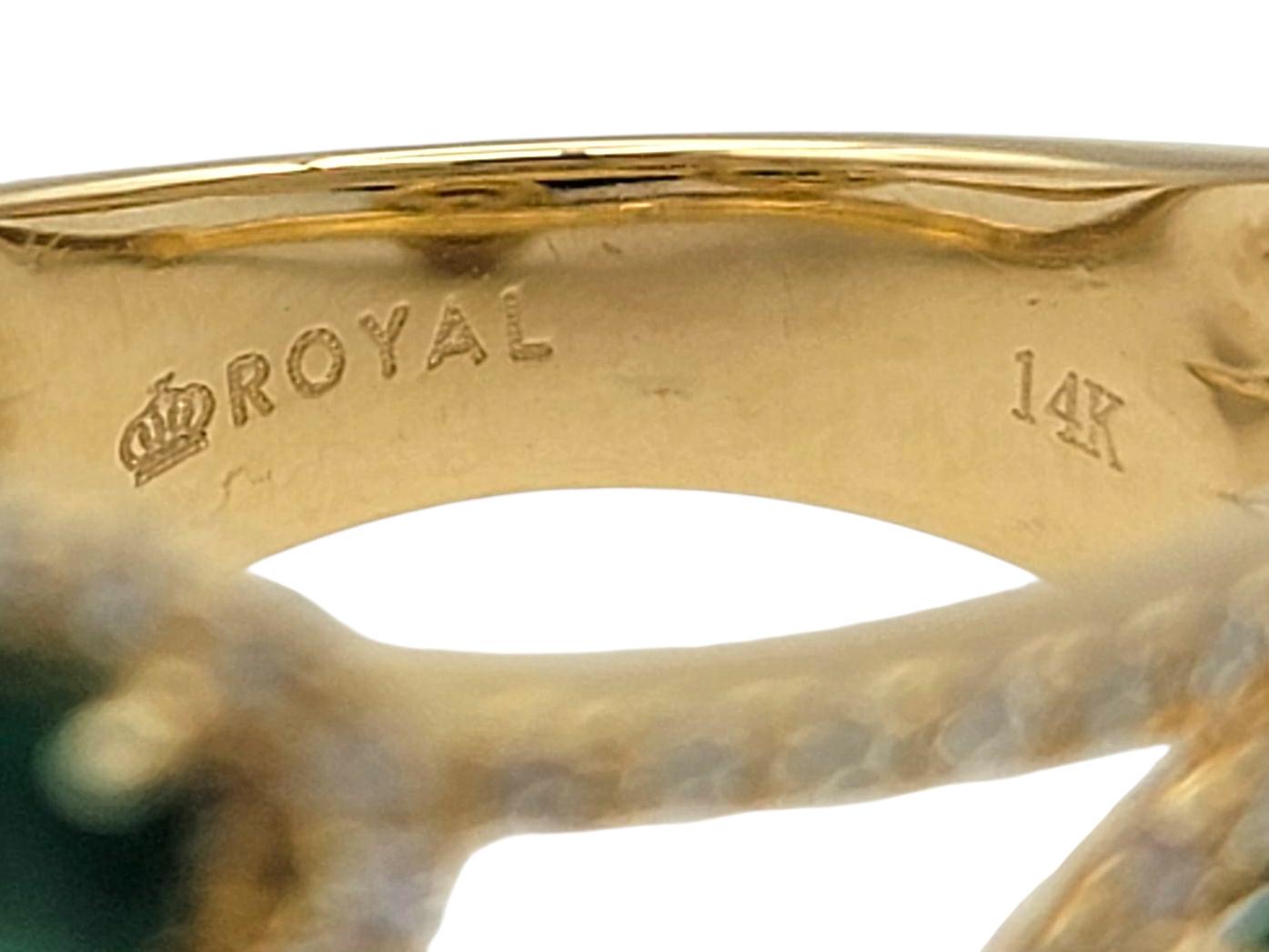 Bague en or jaune 14 carats avec émeraude de taille ovale et halo de diamants sur plusieurs rangs Pour femmes en vente