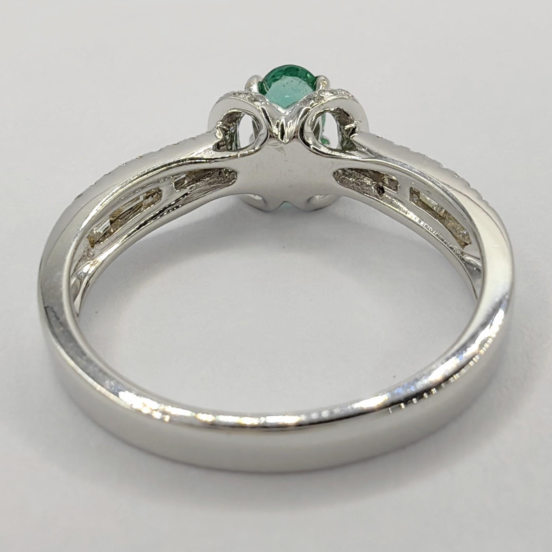 Oval Cut Oval-Cut Emerald & Diamond Multi-Row Pavé Statement Ring in 18k White Gold For Sale