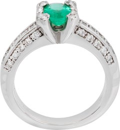 Oval Cut Emerald Diamond White Gold Ring