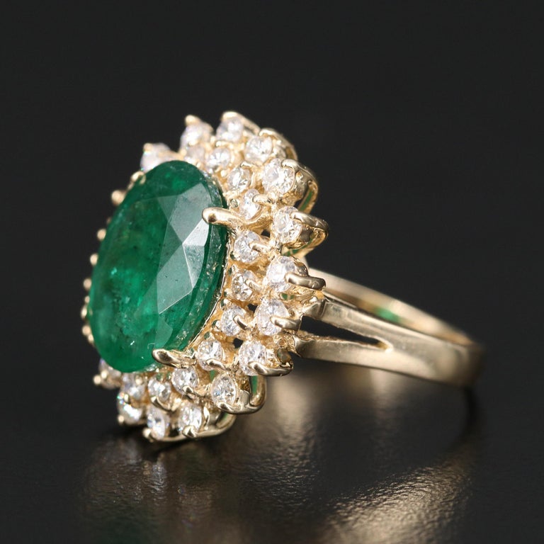 Customizable Oval Cut Emerald Engagement Ring, Antique Emerald Wedding ...