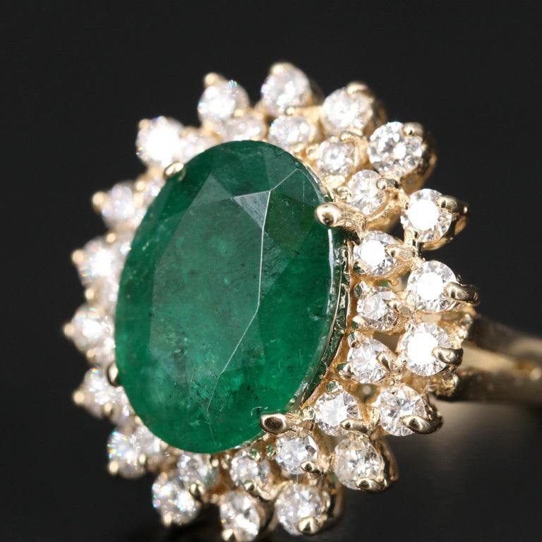 Customizable Oval Cut Emerald Engagement Ring, Antique Emerald Wedding