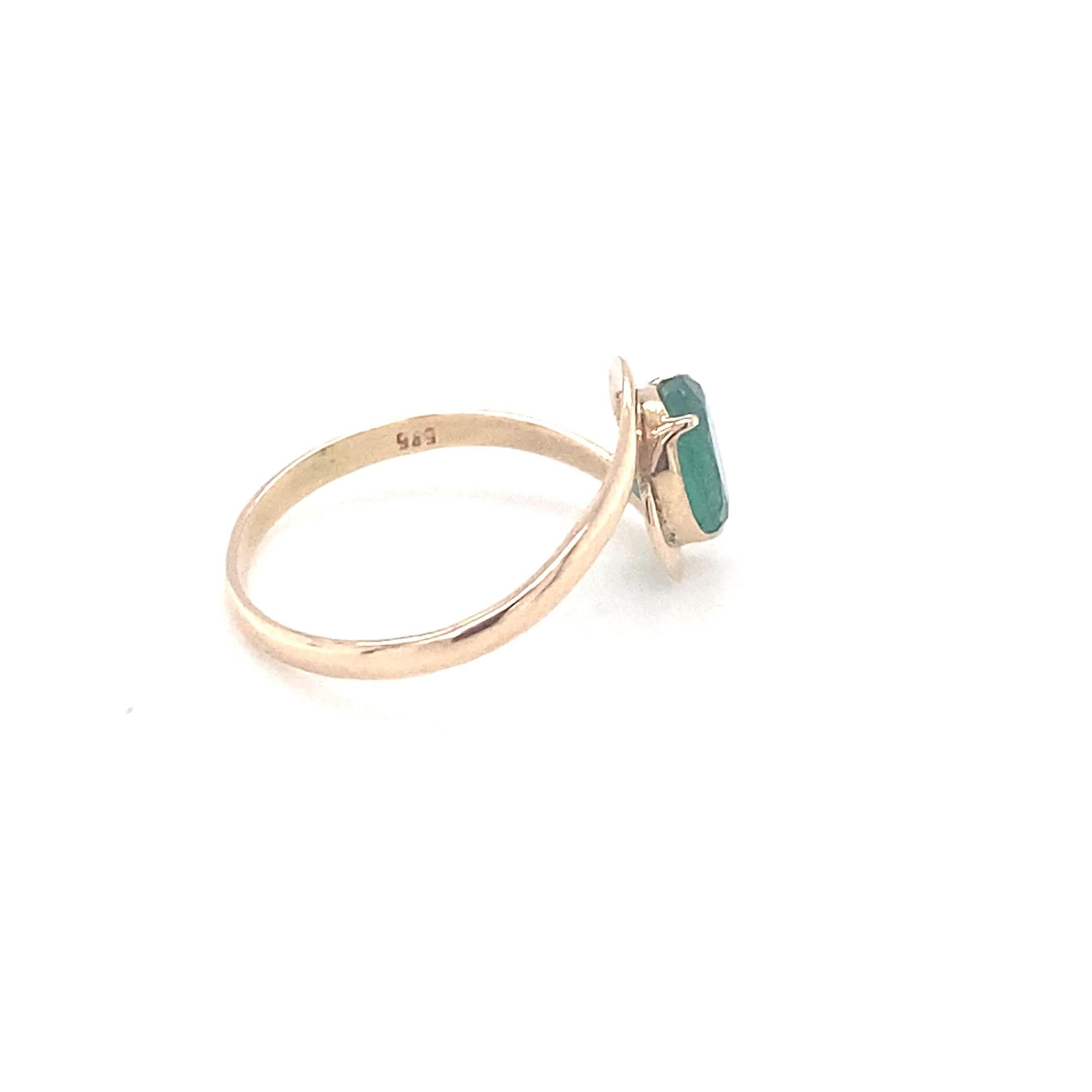 Oval Cut Emerald Yellow Gold Solitaire Ring For Sale 14