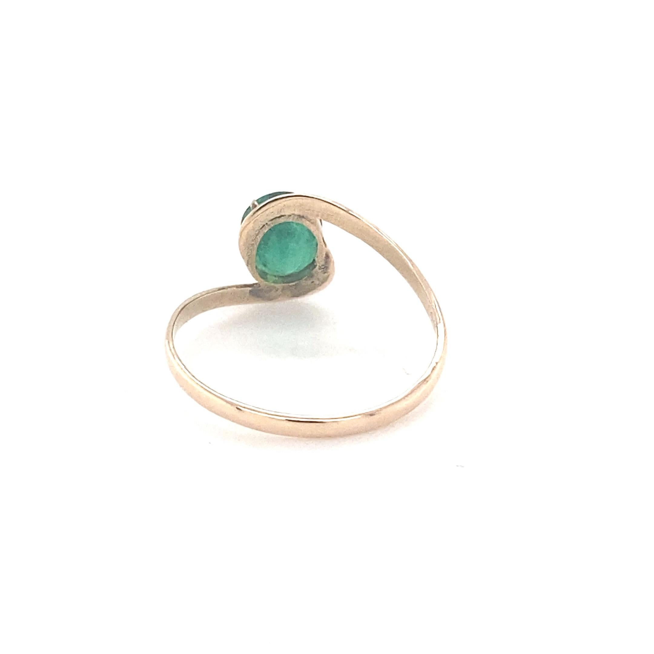 Oval Cut Emerald Yellow Gold Solitaire Ring For Sale 15
