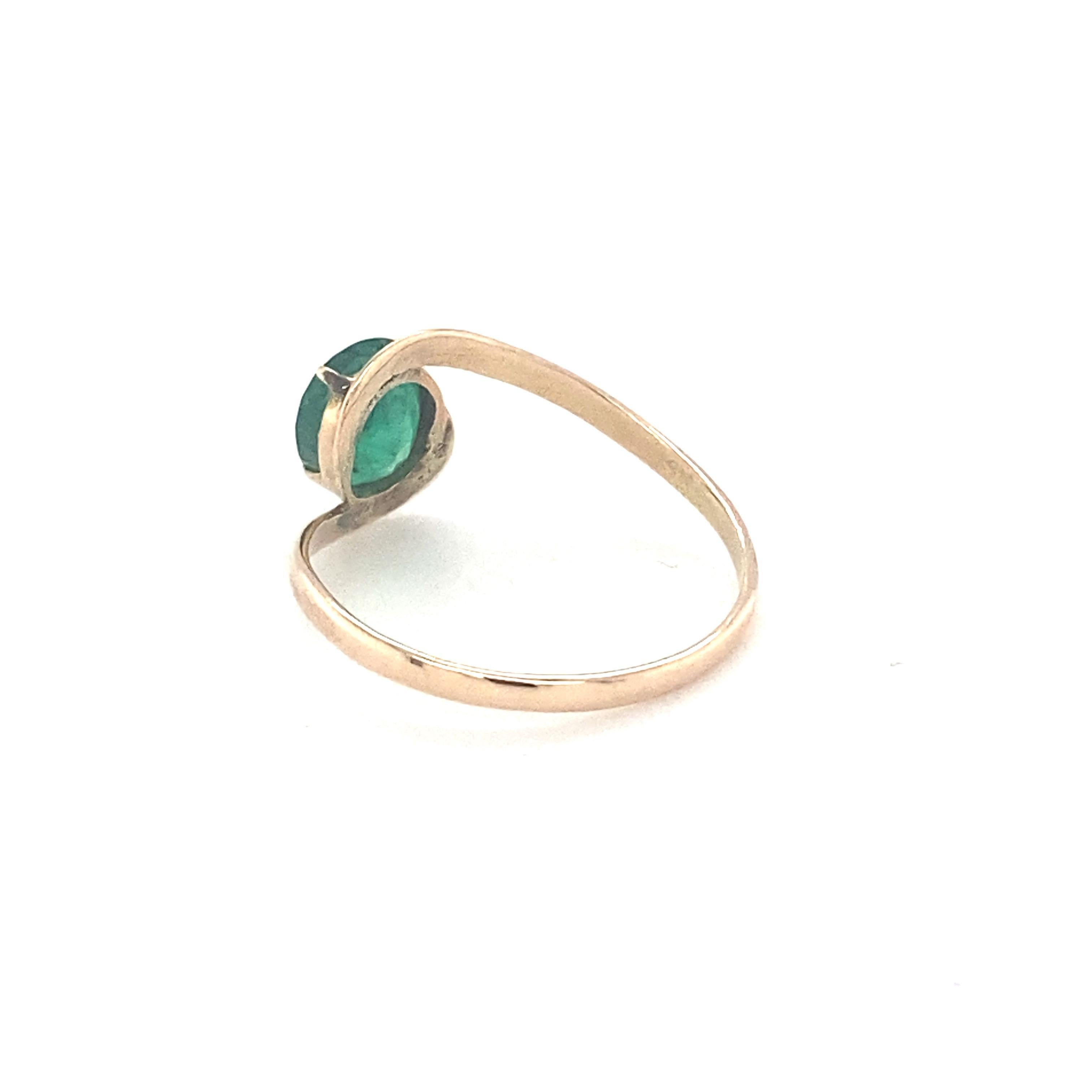 Oval Cut Emerald Yellow Gold Solitaire Ring For Sale 3