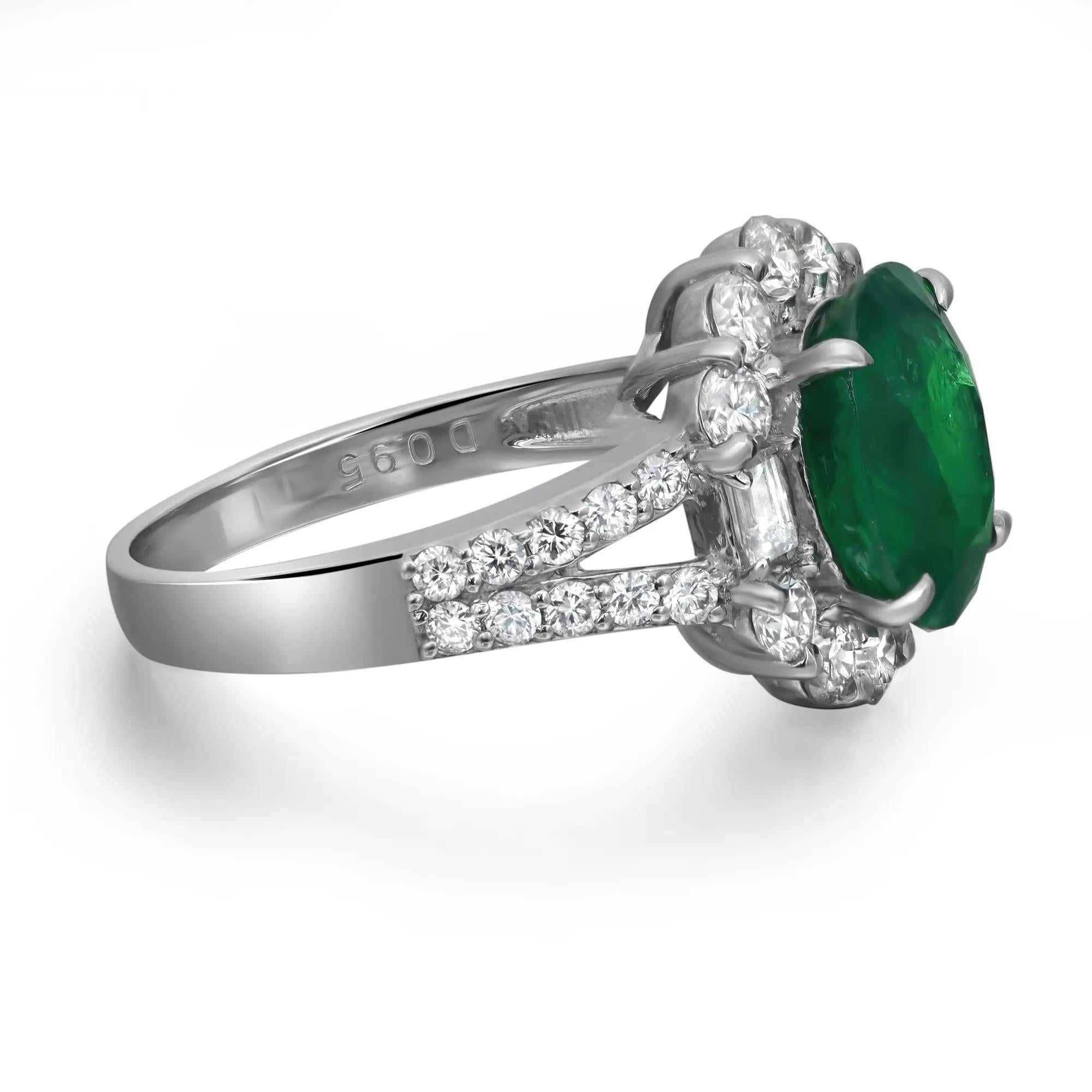 Oval Cut Granat 2.90Cttw und Diamant 0.95Cttw Cocktail Ring Platin Größe 5.75 (Moderne) im Angebot